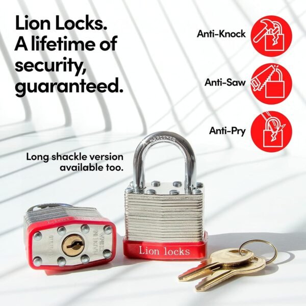 Lion Locks 12 Keyed-Alike Padlocks with 2” Long Shackle and 24 Keys